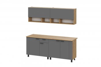 Кухонный гарнитур Монако 2000 мм графит (СВ) в Красноуральске - krasnouralsk.mebel-e96.ru