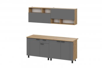 Кухонный гарнитур Монако 2000 мм графит (СВ) в Красноуральске - krasnouralsk.mebel-e96.ru