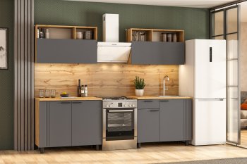 Кухонный гарнитур Монако 2000 мм графит (СВ) в Красноуральске - krasnouralsk.mebel-e96.ru