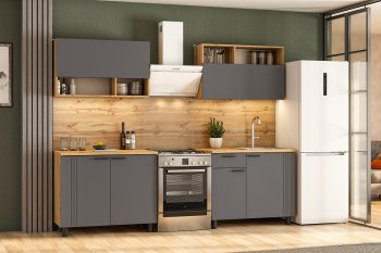 Кухонный гарнитур Монако 2000 мм графит (СВ) в Красноуральске - krasnouralsk.mebel-e96.ru