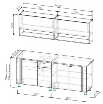 Кухонный гарнитур Монако 2000 мм СВ) в Красноуральске - krasnouralsk.mebel-e96.ru