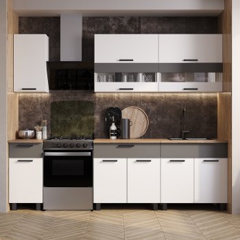 Кухонный гарнитур Монтана 2000 мм белый/графит (БТС) в Красноуральске - krasnouralsk.mebel-e96.ru