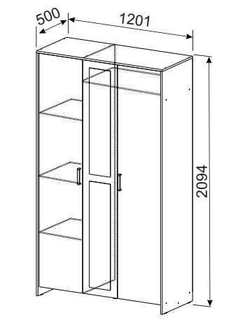 Шкаф распашной 1200 мм Дольче (СВ) в Красноуральске - krasnouralsk.mebel-e96.ru