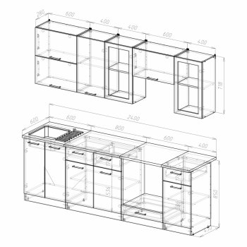 Кухонный гарнитур Ника базис 2400 мм (Герда) в Красноуральске - krasnouralsk.mebel-e96.ru