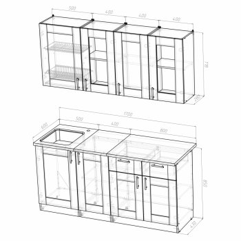 Кухонный гарнитур Ника демо 1700 мм (Герда) в Красноуральске - krasnouralsk.mebel-e96.ru