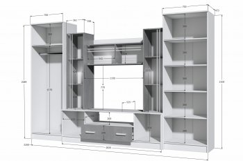 Стенка Николь-2 крафт серый/кашемир (Зарон) в Красноуральске - krasnouralsk.mebel-e96.ru