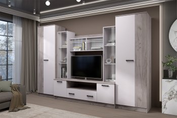Стенка Николь-2 крафт серый/кашемир (Зарон) в Красноуральске - krasnouralsk.mebel-e96.ru