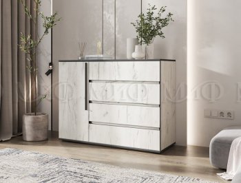 Комод 1 дверь 4 ящика (1200) Норд, крафт белый (Миф) в Красноуральске - krasnouralsk.mebel-e96.ru