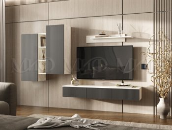 Стенка Оскар комп.2 крафт белый/графит (Миф) в Красноуральске - krasnouralsk.mebel-e96.ru