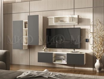 Стенка Оскар крафт белый/графит (Миф) в Красноуральске - krasnouralsk.mebel-e96.ru