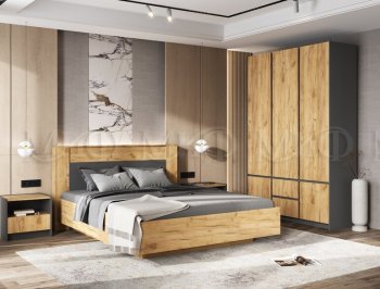 Кровать парящая Остин крафт/графит (Миф) в Красноуральске - krasnouralsk.mebel-e96.ru