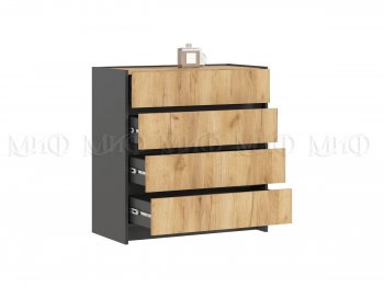 Комод 4ящ. Остин крафт/графит (Миф) в Красноуральске - krasnouralsk.mebel-e96.ru