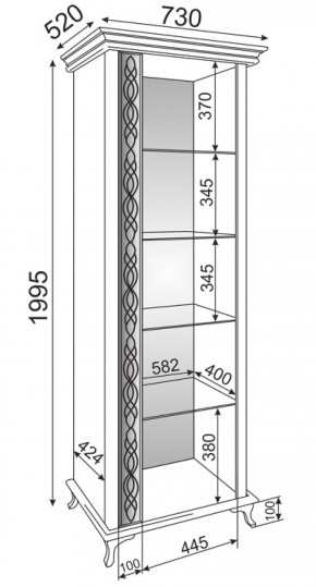 Пенал-витрина М01 Скарлетт (Риннер) в Красноуральске - krasnouralsk.mebel-e96.ru