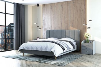Кровать двуспальная Рино светло-серый (БМ) в Красноуральске - krasnouralsk.mebel-e96.ru