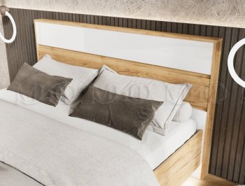 Кровать парящая Роджина с подсветкой, крафт/белый (Миф) в Красноуральске - krasnouralsk.mebel-e96.ru