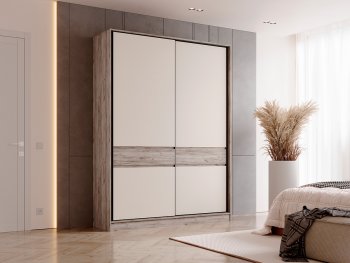 Шкаф-купе 1800 мм Роджина крафт серый/кашемир (Миф) в Красноуральске - krasnouralsk.mebel-e96.ru