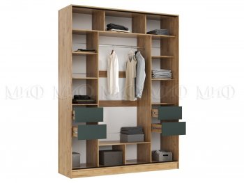 Шкаф-купе 1800 мм Роджина крафт/изумрудный (Миф) в Красноуральске - krasnouralsk.mebel-e96.ru