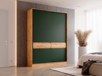 Шкаф-купе 1800 мм Роджина крафт/изумрудный (Миф) в Красноуральске - krasnouralsk.mebel-e96.ru