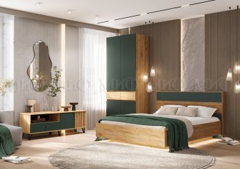 Спальный гарнитур Роджина крафт/изумрудный, модульный (Миф) в Красноуральске - krasnouralsk.mebel-e96.ru