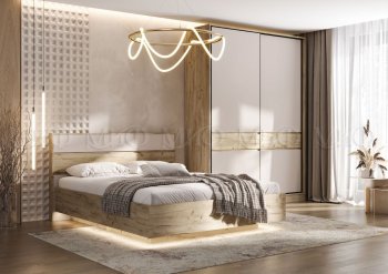 Спальный гарнитур Роджина крафт серый/кашемир, модульный (Миф) в Красноуральске - krasnouralsk.mebel-e96.ru