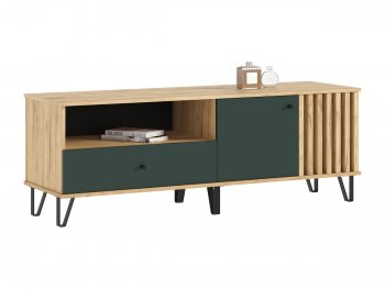 Тумба ТВ (1500) Роджина крафт/изумрудный (Миф) в Красноуральске - krasnouralsk.mebel-e96.ru