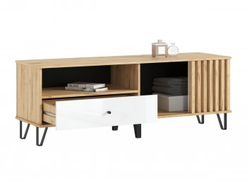 Тумба ТВ (1500) Роджина крафт/белый (Миф) в Красноуральске - krasnouralsk.mebel-e96.ru