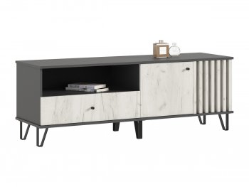 Тумба ТВ (1500) Роджина крафт белый/графит (Миф) в Красноуральске - krasnouralsk.mebel-e96.ru