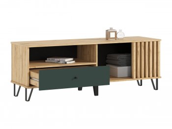 Тумба ТВ (1500) Роджина крафт/изумрудный (Миф) в Красноуральске - krasnouralsk.mebel-e96.ru