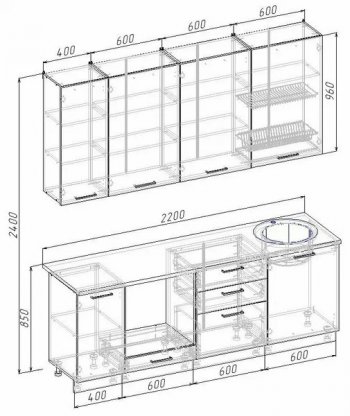 Кухонный гарнитур Муссон 2200 мм в Красноуральске - krasnouralsk.mebel-e96.ru