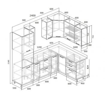 Угловой кухонный гарнитур Элеганция 2400*1600 мм Sanvut в Красноуральске - krasnouralsk.mebel-e96.ru
