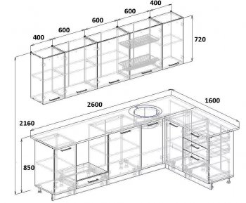Угловой кухонный гарнитур Элеганция 2600*1600 мм Sanvut в Красноуральске - krasnouralsk.mebel-e96.ru