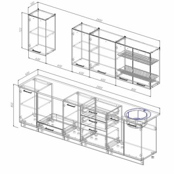 Кухонный гарнитур Латте 2800 мм в Красноуральске - krasnouralsk.mebel-e96.ru