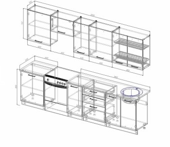 Кухонный гарнитур Трансильвания 3000 мм в Красноуральске - krasnouralsk.mebel-e96.ru