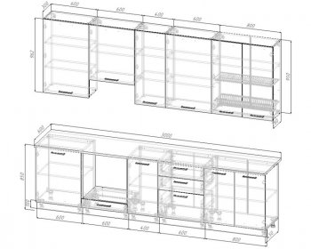 Кухонный гарнитур высокий Смоки 3000 мм МДФ в Красноуральске - krasnouralsk.mebel-e96.ru