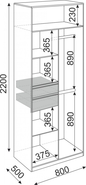 Шкаф 2-х створчатый Глэдис 800 (модуль 22) в Красноуральске - krasnouralsk.mebel-e96.ru