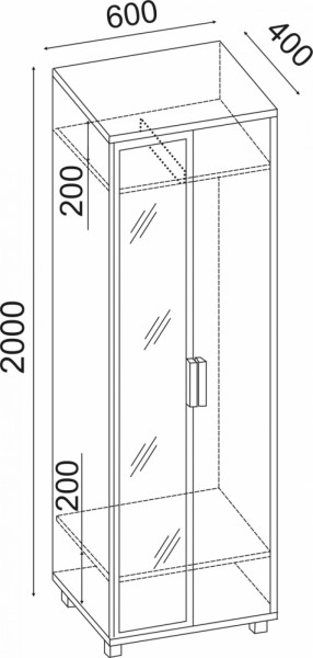 Шкаф 600 с зеркалом West (Риннер) в Красноуральске - krasnouralsk.mebel-e96.ru