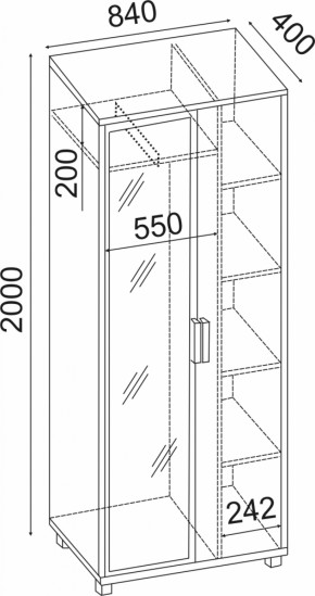 Шкаф 800 с зеркалом West (Риннер) в Красноуральске - krasnouralsk.mebel-e96.ru