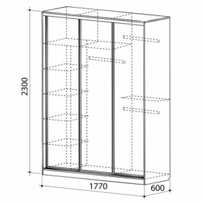 Шкаф-купе Бассо 1-600 (полки слева) в Красноуральске - krasnouralsk.mebel-e96.ru