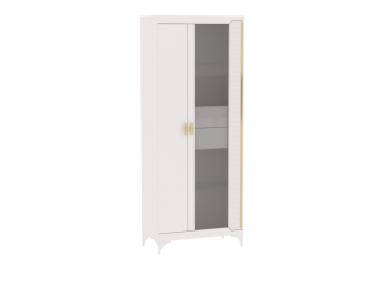 Пенал со стеклом широкий NEW Сиде Белый (СБК) в Красноуральске - krasnouralsk.mebel-e96.ru