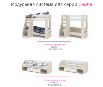 Набор детской мебели Симба дуб-белый глянец (СтендМ) в Красноуральске - krasnouralsk.mebel-e96.ru