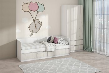 Кровать Соната 900 белый/крафт белый (Зарон) в Красноуральске - krasnouralsk.mebel-e96.ru