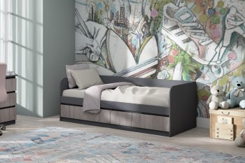 Кровать Соната 900 графит/крафт серый (Зарон) в Красноуральске - krasnouralsk.mebel-e96.ru