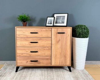 Комод-Тумба (1дв,4ящ) SVETLANA LOFT, дуб золотой (Генезис) в Красноуральске - krasnouralsk.mebel-e96.ru