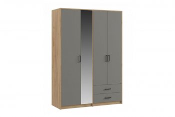 Шкаф 1500 мм  4-х ств. с зеркалом 2 ящ. SVETLANA LOFT, Дуб золотой/Серый (Генезис) в Красноуральске - krasnouralsk.mebel-e96.ru
