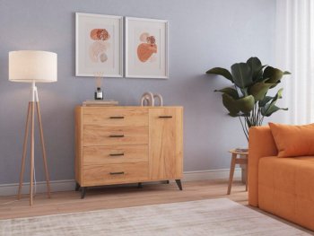 Комод-Тумба (1дв,4ящ) SVETLANA LOFT, дуб золотой (Генезис) в Красноуральске - krasnouralsk.mebel-e96.ru