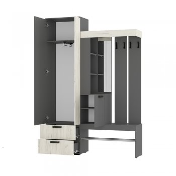 Прихожая Трамп графит/крафт белый (БТС) в Красноуральске - krasnouralsk.mebel-e96.ru