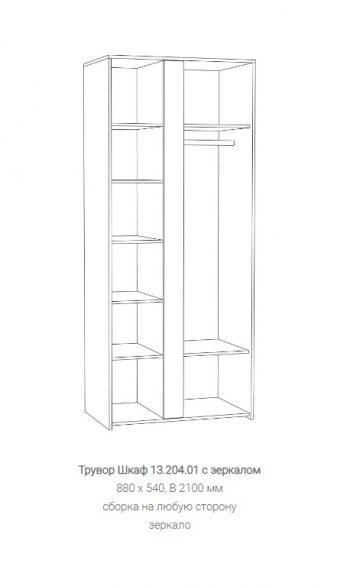 Шкаф Трувор 13.204.01 с зеркалом в Красноуральске - krasnouralsk.mebel-e96.ru