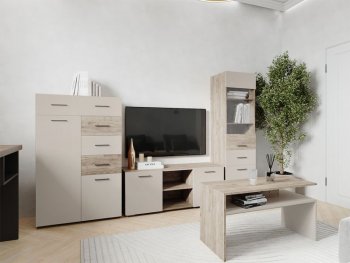 Тумба ТВ Турин ЛДСП крафт серый/кашемир (ВВР) в Красноуральске - krasnouralsk.mebel-e96.ru