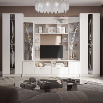 Стенка Венеция ясень белый (БТС) в Красноуральске - krasnouralsk.mebel-e96.ru