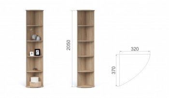 Стеллаж угловой Виола Дуб сонома (Имп) в Красноуральске - krasnouralsk.mebel-e96.ru